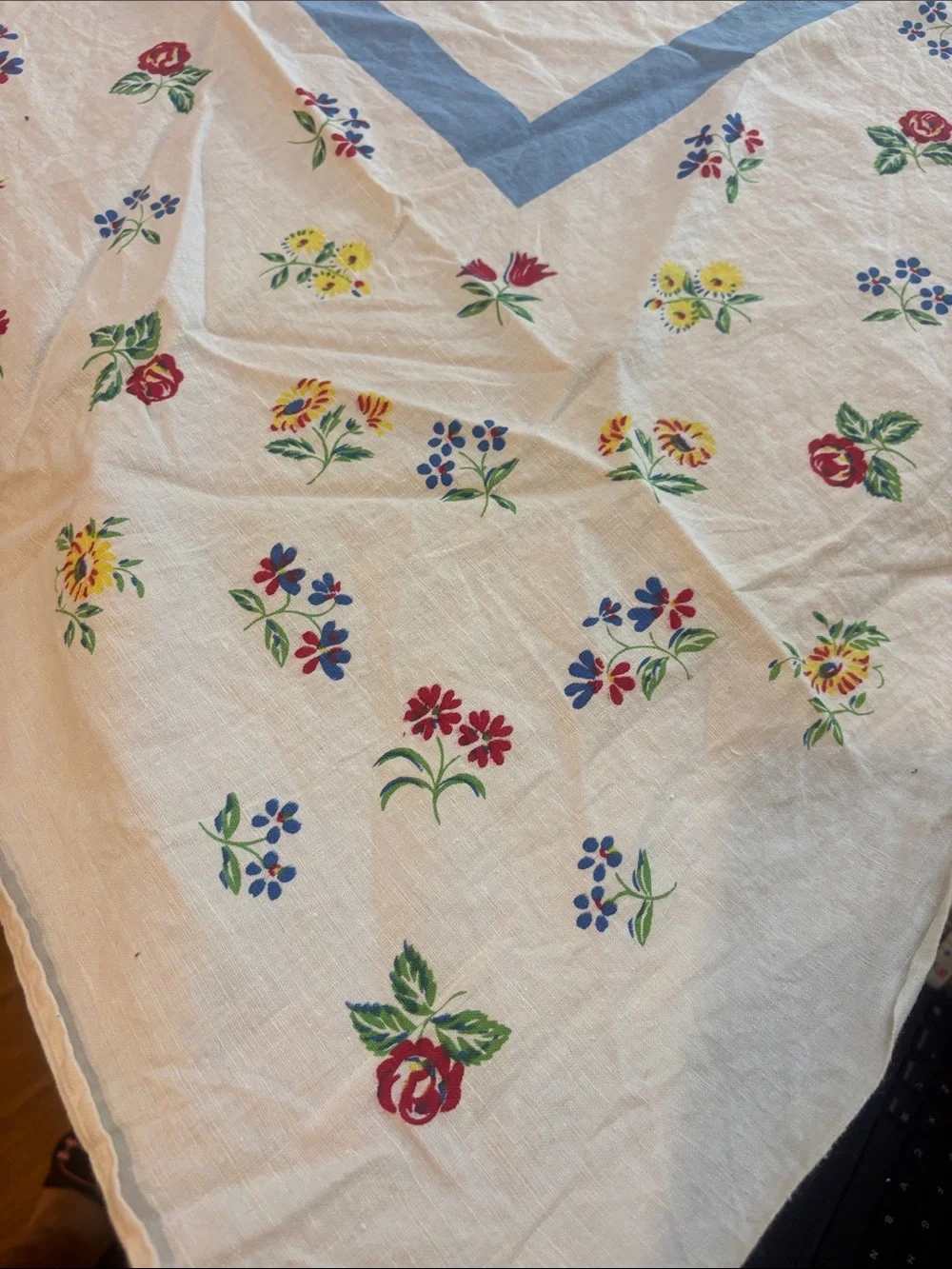 Vintage Floral Printed Cotton Tablecloth